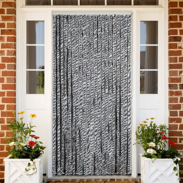 Fly Curtain - Grey, Black & White Chenille - 100x220 cm - Insect Protection & Privacy - Premium  from Home Treasures - Just £67.99! Shop now at Home Treasures