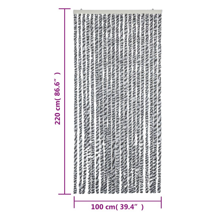 Fly Curtain - Grey, Black & White Chenille - 100x220 cm - Insect Protection & Privacy - Premium  from Home Treasures - Just £67.99! Shop now at Home Treasures