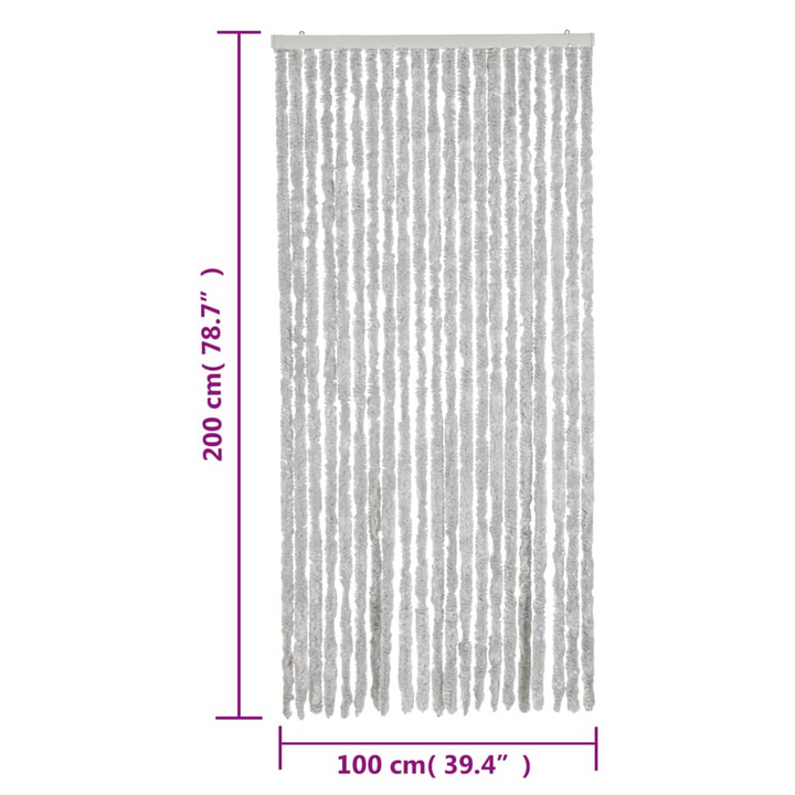 Fly Curtain in Grey 100x200 cm Chenille - Insect Protection Door Curtain, Quiet & Safe, Easy to Clean - Premium  from Home Treasures - Just £65.99! Shop now at Home Treasures