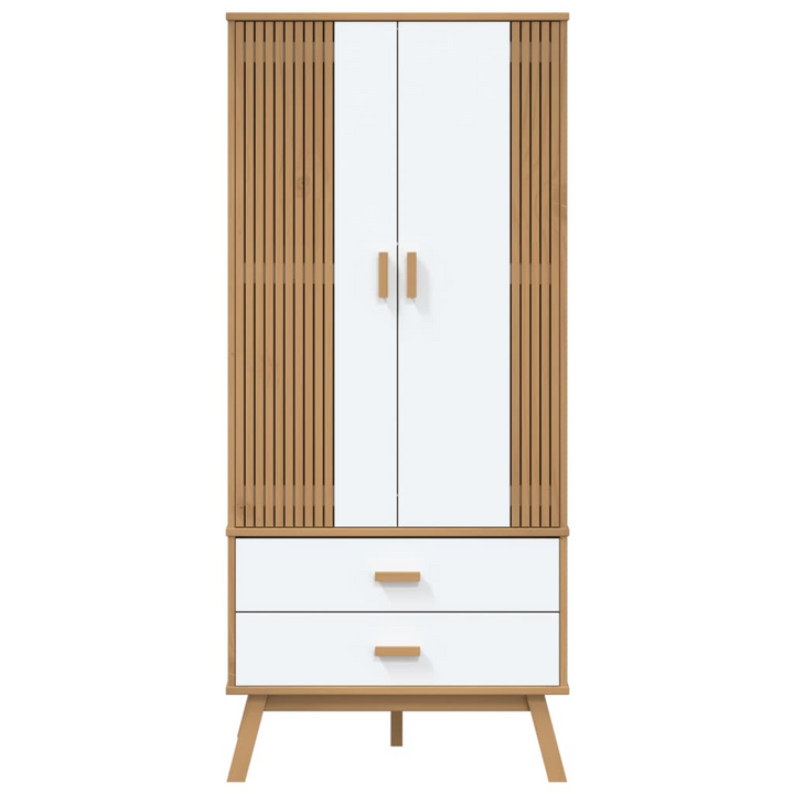 OLDEN Solid Wood Pine Wardrobe in White and Brown - 76.5x53x172 cm with Ample Storage - Premium  from Home Treasures - Just £307.99! Shop now at Home Treasures