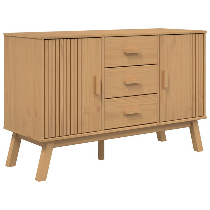 OLDEN Brown Solid Wood Pine Sideboard - 114x43x73.5cm, Scandinavian Design | Durable & Stylish Storage Solution - Premium  from Home Treasures - Just £190.99! Shop now at Home Treasures