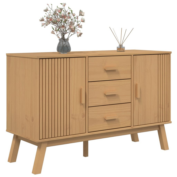 OLDEN Brown Solid Wood Pine Sideboard - 114x43x73.5cm, Scandinavian Design | Durable & Stylish Storage Solution - Premium  from Home Treasures - Just £190.99! Shop now at Home Treasures