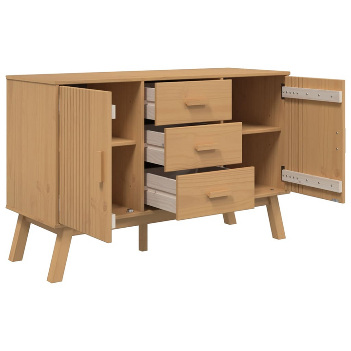 OLDEN Brown Solid Wood Pine Sideboard - 114x43x73.5cm, Scandinavian Design | Durable & Stylish Storage Solution - Premium  from Home Treasures - Just £190.99! Shop now at Home Treasures