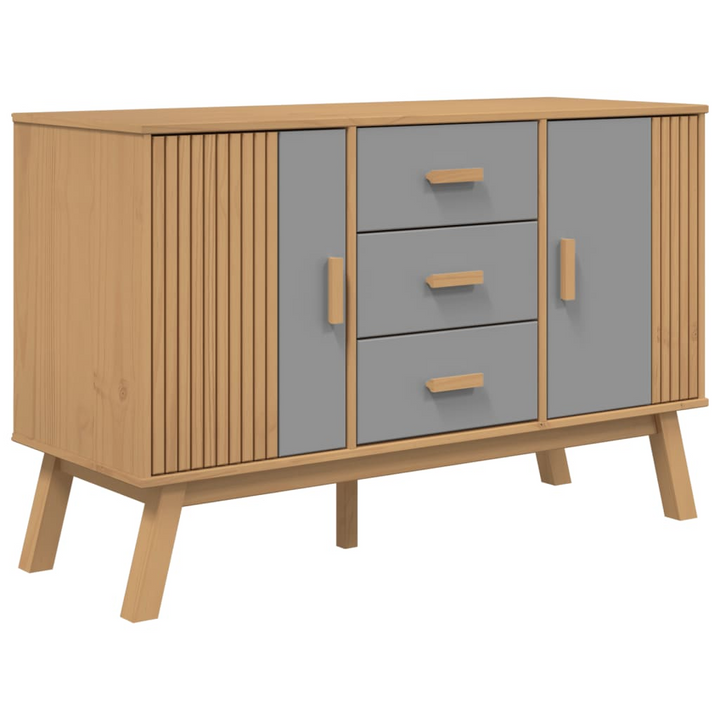 OLDEN Sideboard in Grey & Brown | Solid Pine Wood Buffet | 114x43x73.5cm | Ample Storage | Scandinavian Design - Premium  from Home Treasures - Just £164.99! Shop now at Home Treasures