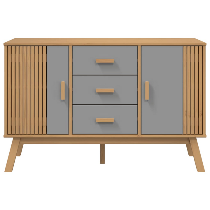 OLDEN Sideboard in Grey & Brown | Solid Pine Wood Buffet | 114x43x73.5cm | Ample Storage | Scandinavian Design - Premium  from Home Treasures - Just £164.99! Shop now at Home Treasures