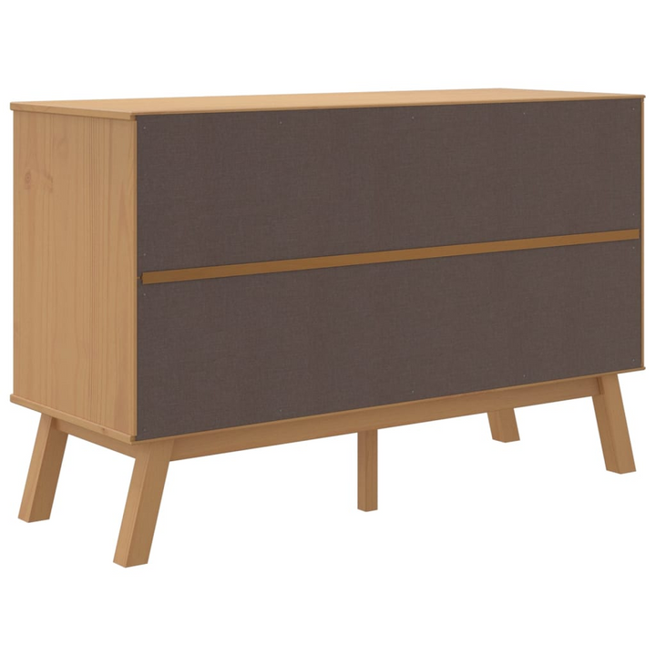 OLDEN White and Brown Sideboard – Solid Pine Wood 114x43x73.5cm – Scandinavian Storage - Premium  from Home Treasures - Just £187.99! Shop now at Home Treasures