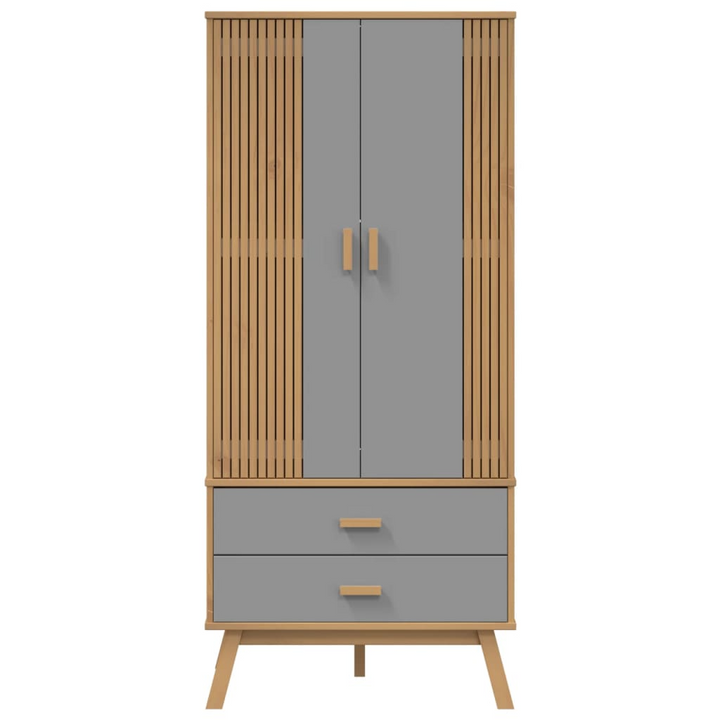 OLDEN Wardrobe - Scandinavian Design, Solid Wood Pine, Grey and Brown, 76.5x53x172 cm - Premium  from Home Treasures - Just £300.99! Shop now at Home Treasures