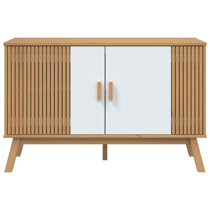 OLDEN Sideboard - Scandinavian Design Storage Cabinet | Solid Pine Wood 114x43x73.5 cm | Elegant White and Brown Finish - Premium  from Home Treasures - Just £183.99! Shop now at Home Treasures