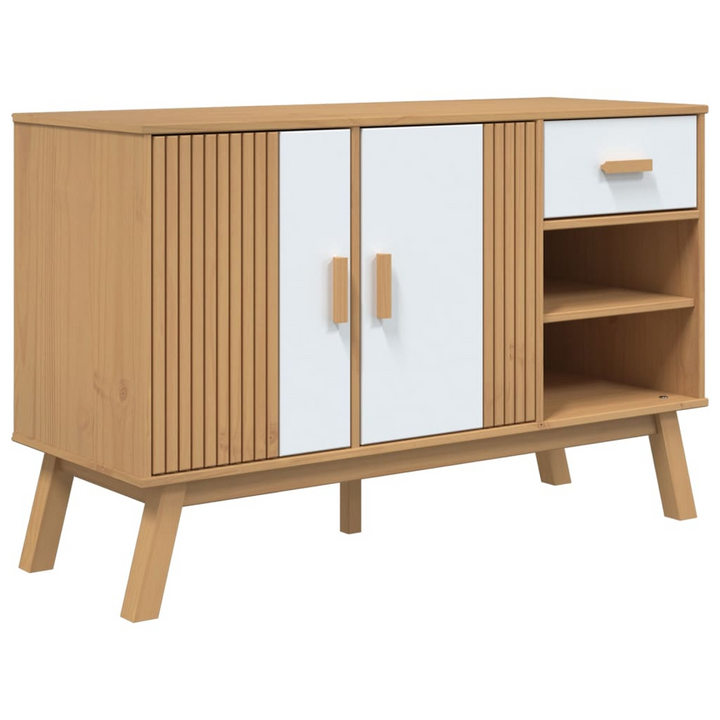 OLDEN Sideboard | Solid Pinewood | 114x43x73.5 cm | Modern White & Brown Storage Cabinet - Premium  from Home Treasures - Just £157.99! Shop now at Home Treasures