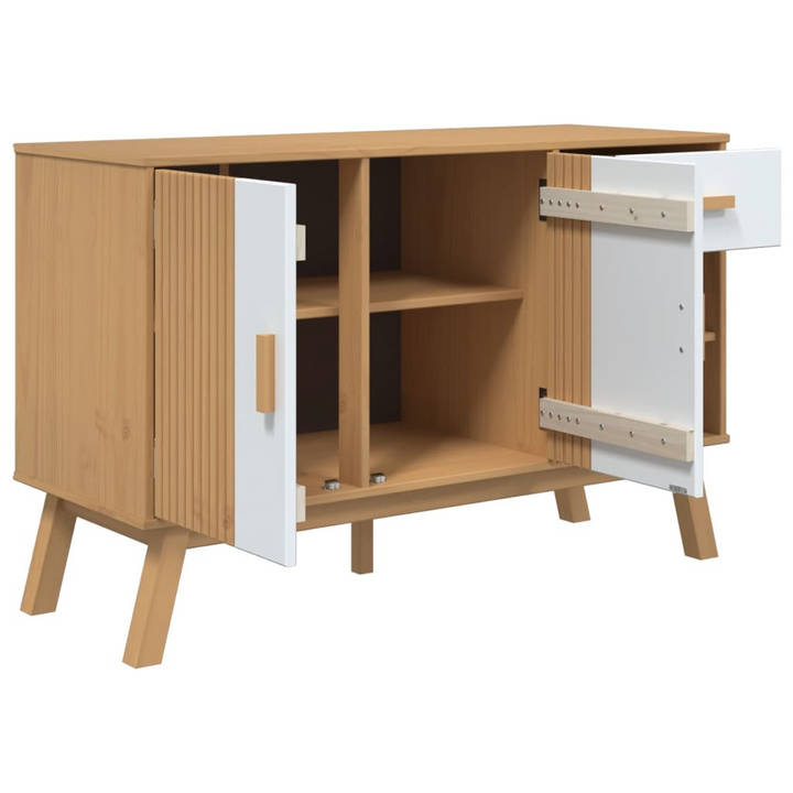 OLDEN Sideboard | Solid Pinewood | 114x43x73.5 cm | Modern White & Brown Storage Cabinet - Premium  from Home Treasures - Just £157.99! Shop now at Home Treasures