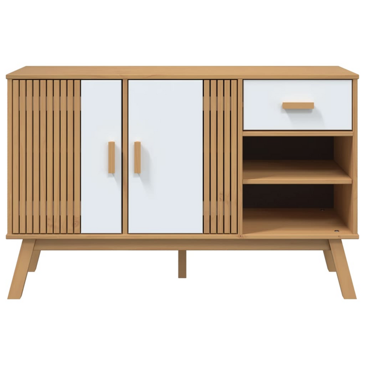 OLDEN Sideboard | Solid Pinewood | 114x43x73.5 cm | Modern White & Brown Storage Cabinet - Premium  from Home Treasures - Just £157.99! Shop now at Home Treasures