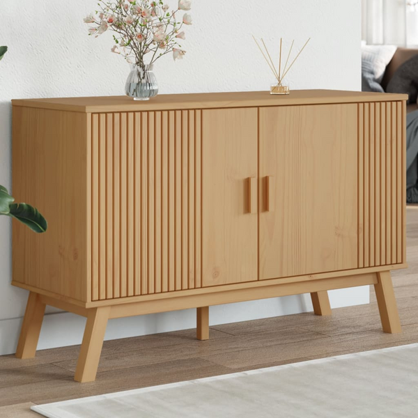 OLDEN Sideboard in Brown - Solid Pine Wood, 114x43x73.5 cm - Stylish Scandinavian Design with Ample Storage - Premium  from Home Treasures - Just £179.99! Shop now at Home Treasures