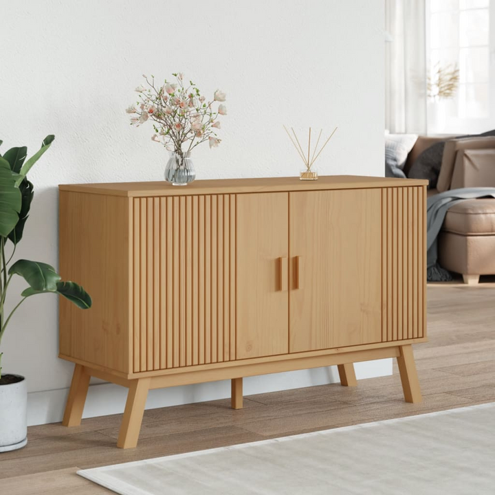 OLDEN Sideboard in Brown - Solid Pine Wood, 114x43x73.5 cm - Stylish Scandinavian Design with Ample Storage - Premium  from Home Treasures - Just £179.99! Shop now at Home Treasures