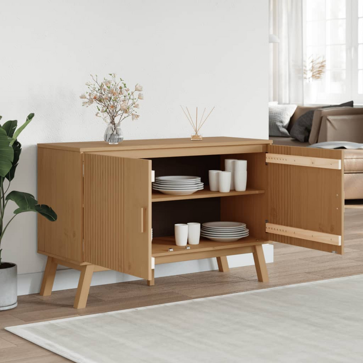 OLDEN Sideboard in Brown - Solid Pine Wood, 114x43x73.5 cm - Stylish Scandinavian Design with Ample Storage - Premium  from Home Treasures - Just £179.99! Shop now at Home Treasures