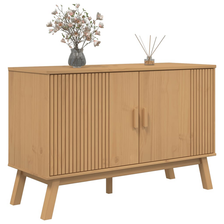 OLDEN Sideboard in Brown - Solid Pine Wood, 114x43x73.5 cm - Stylish Scandinavian Design with Ample Storage - Premium  from Home Treasures - Just £179.99! Shop now at Home Treasures