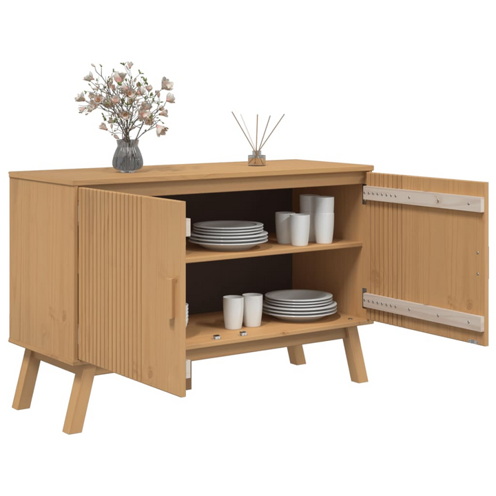 OLDEN Sideboard in Brown - Solid Pine Wood, 114x43x73.5 cm - Stylish Scandinavian Design with Ample Storage - Premium  from Home Treasures - Just £179.99! Shop now at Home Treasures