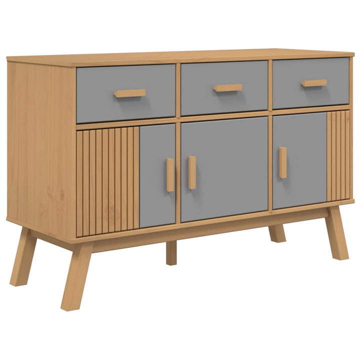 OLDEN Sideboard in Grey and Brown - Solid Pine Wood, 114x43x73.5 cm - Scandinavian Design with Ample Storage - Premium  from Home Treasures - Just £177.99! Shop now at Home Treasures