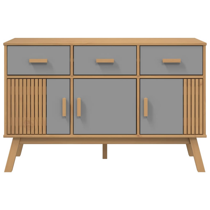 OLDEN Sideboard in Grey and Brown - Solid Pine Wood, 114x43x73.5 cm - Scandinavian Design with Ample Storage - Premium  from Home Treasures - Just £177.99! Shop now at Home Treasures