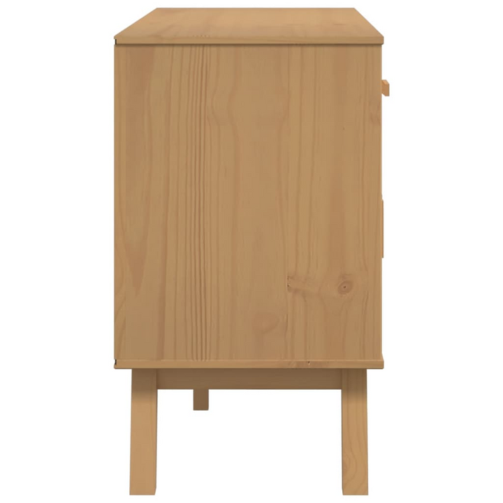 OLDEN Sideboard - Scandinavian Design, White and Brown, Solid Pine Wood, 114x43x73.5 cm - Premium  from Home Treasures - Just £176.99! Shop now at Home Treasures