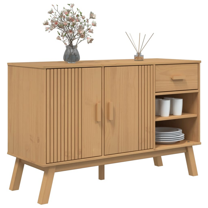 OLDEN Sideboard in Brown - Solid Pine Wood Storage Cabinet, 114x43x73.5 cm, Scandinavian Design - Premium  from Home Treasures - Just £155.99! Shop now at Home Treasures