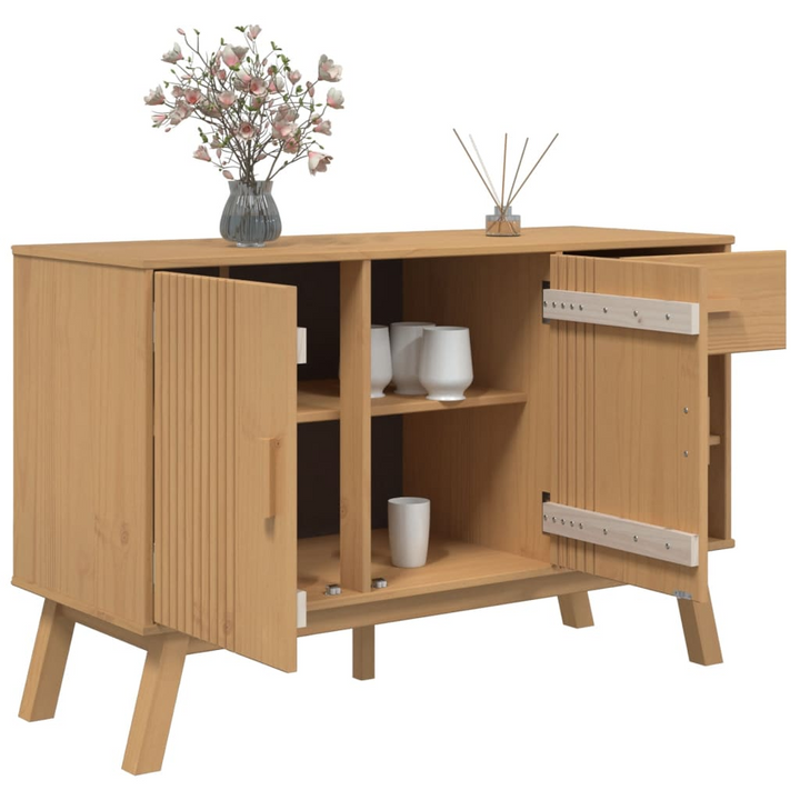 OLDEN Sideboard in Brown - Solid Pine Wood Storage Cabinet, 114x43x73.5 cm, Scandinavian Design - Premium  from Home Treasures - Just £155.99! Shop now at Home Treasures