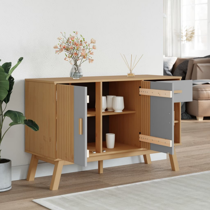 OLDEN Sideboard - Stylish Solid Wood Pine in Grey and Brown, 114x43x73.5 cm | Modern Scandinavian Design - Premium  from Home Treasures - Just £157.99! Shop now at Home Treasures