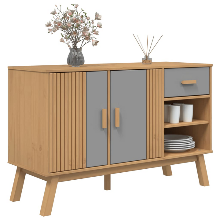 OLDEN Sideboard - Stylish Solid Wood Pine in Grey and Brown, 114x43x73.5 cm | Modern Scandinavian Design - Premium  from Home Treasures - Just £157.99! Shop now at Home Treasures