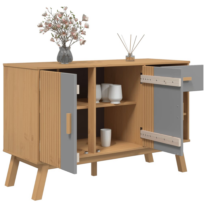 OLDEN Sideboard - Stylish Solid Wood Pine in Grey and Brown, 114x43x73.5 cm | Modern Scandinavian Design - Premium  from Home Treasures - Just £157.99! Shop now at Home Treasures