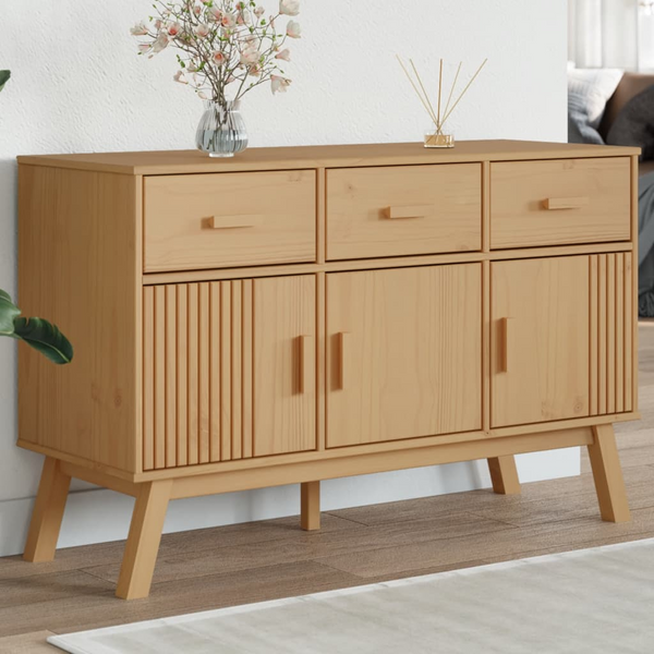 OLDEN Sideboard in Brown - 114x43x73.5 cm | Solid Pine Wood | Rustic Scandinavian Design - Premium  from Home Treasures - Just £183.99! Shop now at Home Treasures