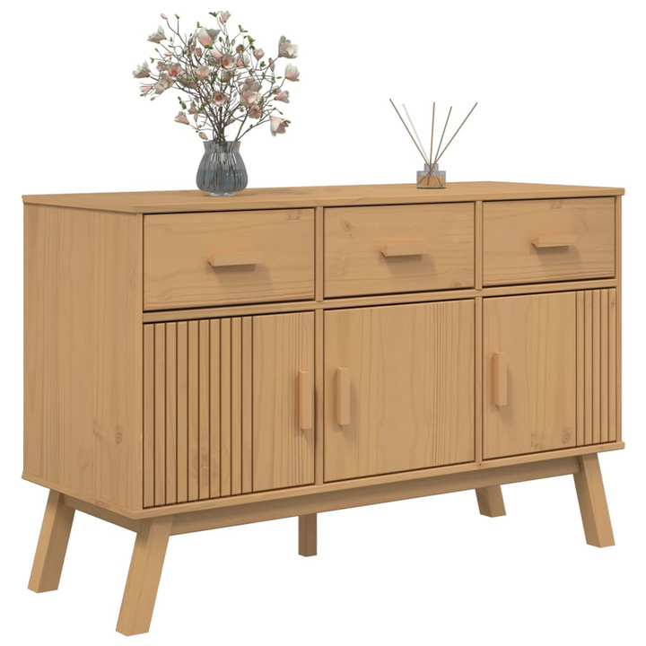 OLDEN Sideboard in Brown - 114x43x73.5 cm | Solid Pine Wood | Rustic Scandinavian Design - Premium  from Home Treasures - Just £183.99! Shop now at Home Treasures