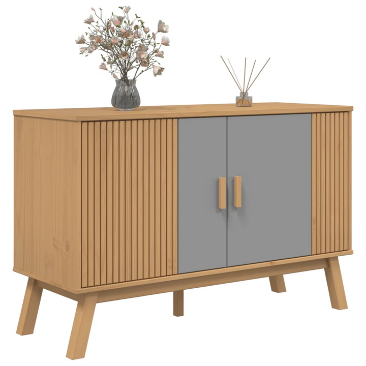 OLDEN Solid Wood Pine Sideboard - Grey & Brown, 114x43x73.5 cm | Stylish Home Storage Solution - Premium  from Home Treasures - Just £149.99! Shop now at Home Treasures