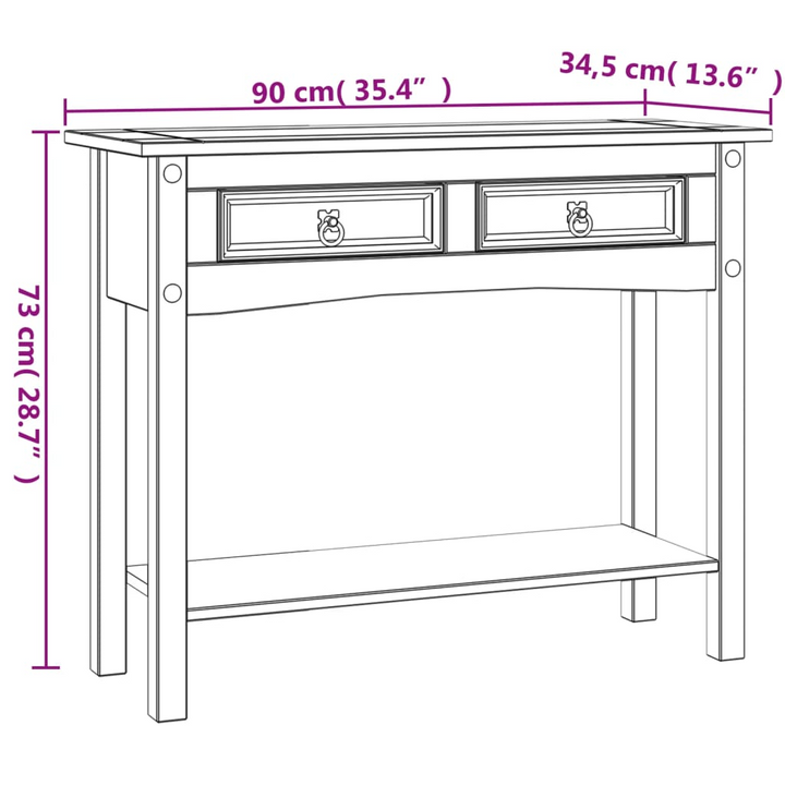 CORONA Rustic Console Table in White - Stylish & Durable Mexican Pine - 90x34.5x73 cm - Corona Range - Premium  from Home Treasures - Just £94.99! Shop now at Home Treasures