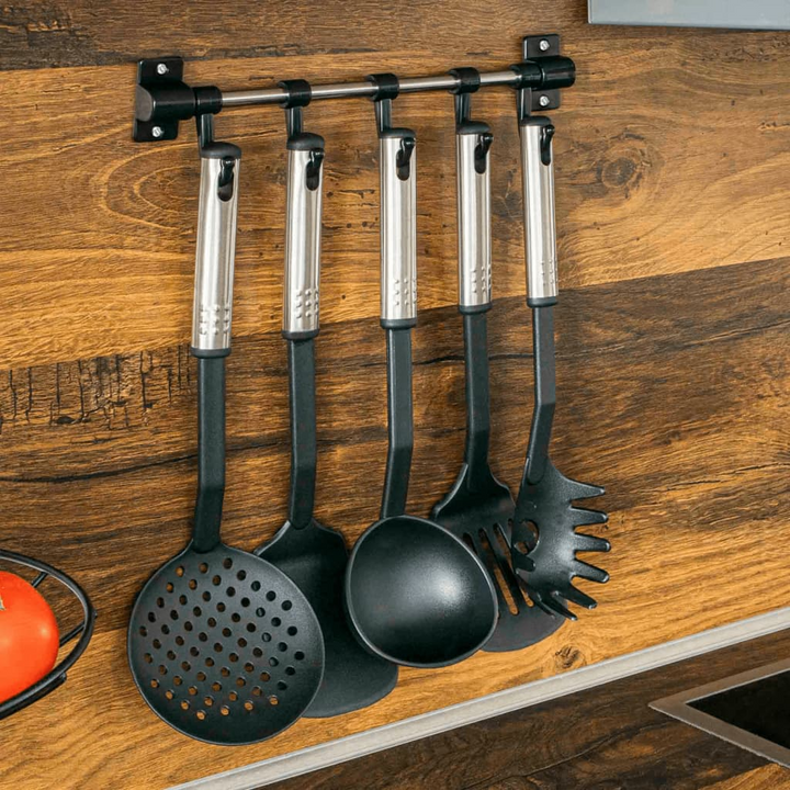 HI 6 Piece Kitchen Tool Set - Black and Silver | Durable Cooking Utensils with Stainless Steel Handles - Premium  from Home Treasures - Just £24.99! Shop now at Home Treasures