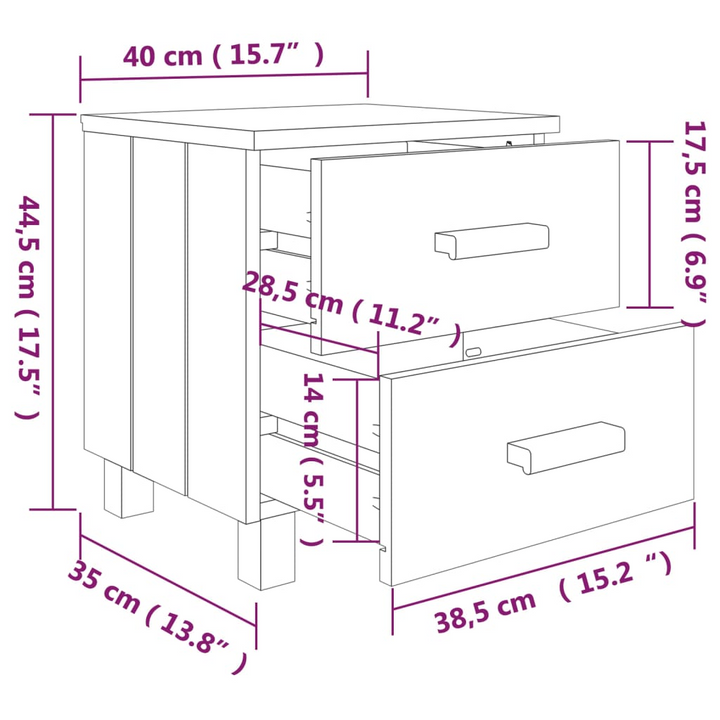 HAMAR Bedside Cabinet in White - Solid Pinewood, Two Drawers, 40x35x44.5 cm | Elegant Bedroom Nightstand - Premium  from Home Treasures - Just £46.99! Shop now at Home Treasures