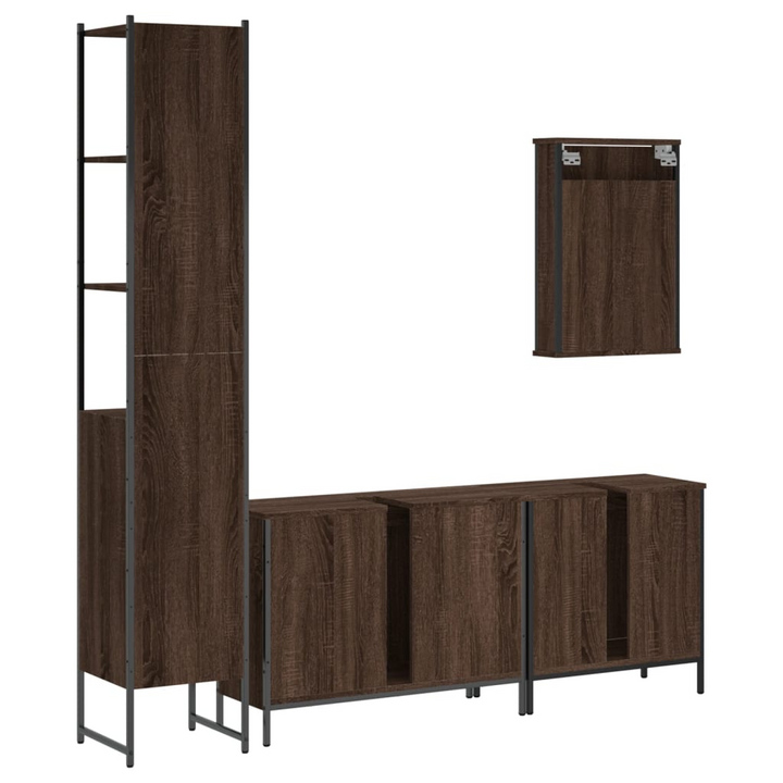 4 Piece Bathroom Furniture Set - Brown Oak Engineered Wood - Sleek, Durable, and Space-Saving Design - Premium  from Home Treasures - Just £259.99! Shop now at Home Treasures