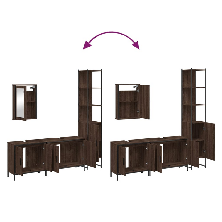 4 Piece Bathroom Furniture Set - Brown Oak Engineered Wood - Sleek, Durable, and Space-Saving Design - Premium  from Home Treasures - Just £259.99! Shop now at Home Treasures