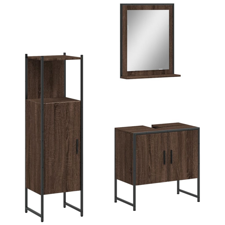 3 Piece Bathroom Cabinet Set - Stylish Brown Oak Engineered Wood with Ample Storage - Premium  from Home Treasures - Just £169.99! Shop now at Home Treasures