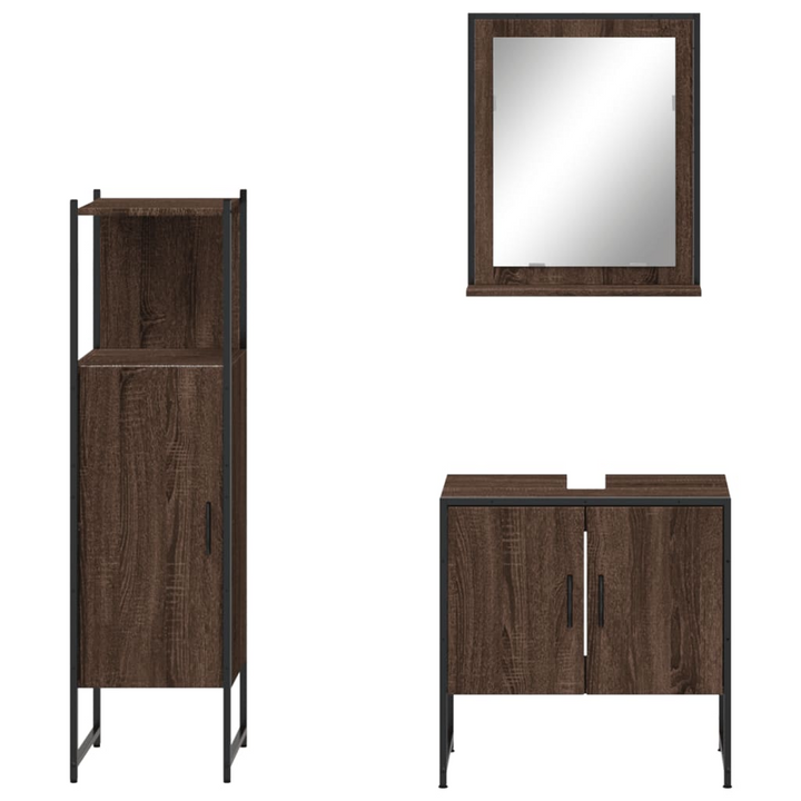 3 Piece Bathroom Cabinet Set - Stylish Brown Oak Engineered Wood with Ample Storage - Premium  from Home Treasures - Just £169.99! Shop now at Home Treasures