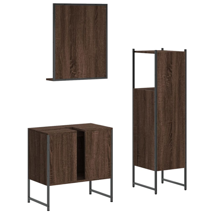 3 Piece Bathroom Cabinet Set - Stylish Brown Oak Engineered Wood with Ample Storage - Premium  from Home Treasures - Just £169.99! Shop now at Home Treasures