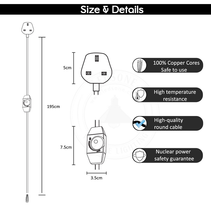 Modern E27 Indoor Metal Wall Sconce Light - Plug-in Design with Dimmable Switch for Bedroom & Living Room - Premium  from Home Treasures - Just £23.99! Shop now at Home Treasures