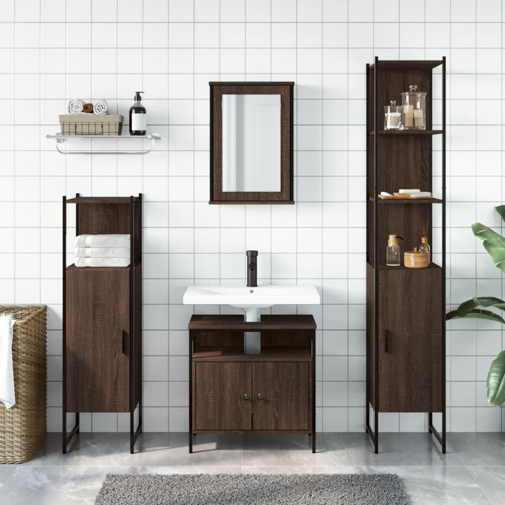 4 Piece Bathroom Furniture Set in Brown Oak - Durable, Stylish, and Spacious - Premium  from Home Treasures - Just £249.99! Shop now at Home Treasures