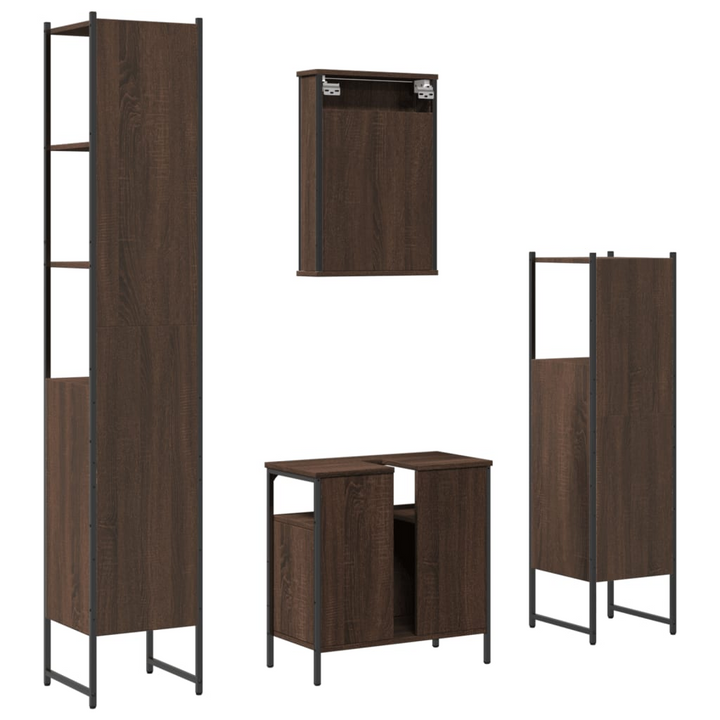 4 Piece Bathroom Furniture Set in Brown Oak - Durable, Stylish, and Spacious - Premium  from Home Treasures - Just £249.99! Shop now at Home Treasures