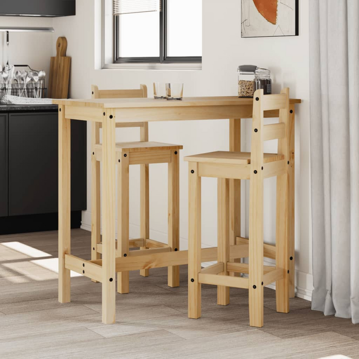 3 Piece Bar Set - Solid Pine Wood, Stylish & Durable Bar Table and Chairs for Home - Premium  from Home Treasures - Just £214.99! Shop now at Home Treasures