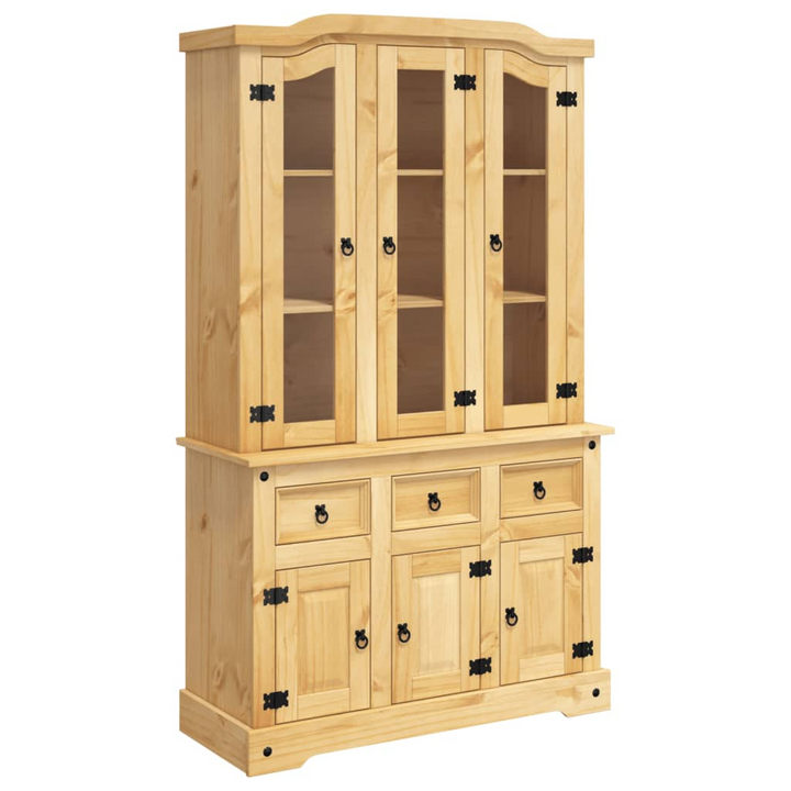 CORONA Highboard in Brown - 112x43x196 cm | Solid Wood Mexican Pine Cabinet with Ample Storage & Rustic Design - Premium  from Home Treasures - Just £591.99! Shop now at Home Treasures