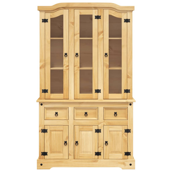 CORONA Highboard in Brown - 112x43x196 cm | Solid Wood Mexican Pine Cabinet with Ample Storage & Rustic Design - Premium  from Home Treasures - Just £591.99! Shop now at Home Treasures