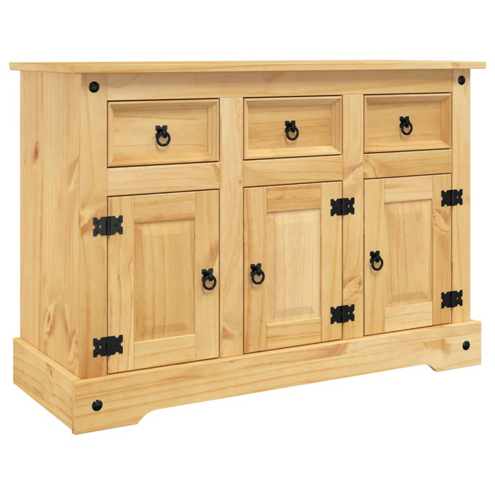 CORONA Sideboard in Brown - Solid Wood Mexican Pine, 112x43x78 cm - Rustic Storage Cabinet with Drawers and Doors - Premium  from Home Treasures - Just £257.99! Shop now at Home Treasures