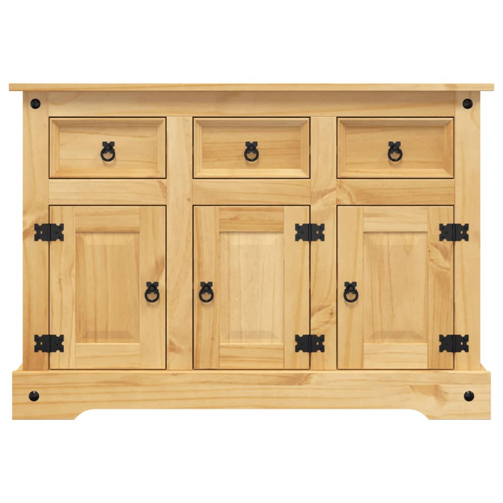 CORONA Sideboard in Brown - Solid Wood Mexican Pine, 112x43x78 cm - Rustic Storage Cabinet with Drawers and Doors - Premium  from Home Treasures - Just £257.99! Shop now at Home Treasures