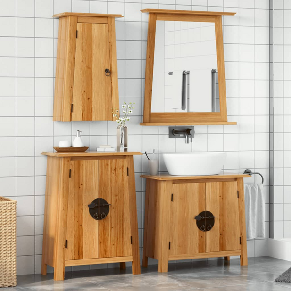 4 Piece Solid Pine Wood Bathroom Furniture Set – Space-Saving, Rustic, Ample Storage - Premium  from Home Treasures - Just £552.99! Shop now at Home Treasures