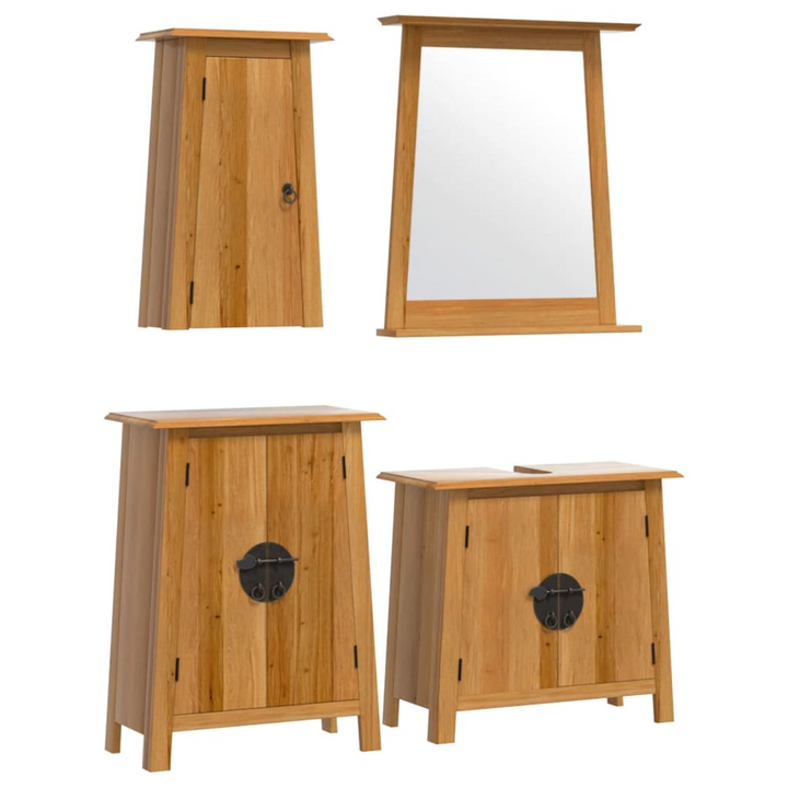 4 Piece Solid Pine Wood Bathroom Furniture Set – Space-Saving, Rustic, Ample Storage - Premium  from Home Treasures - Just £552.99! Shop now at Home Treasures