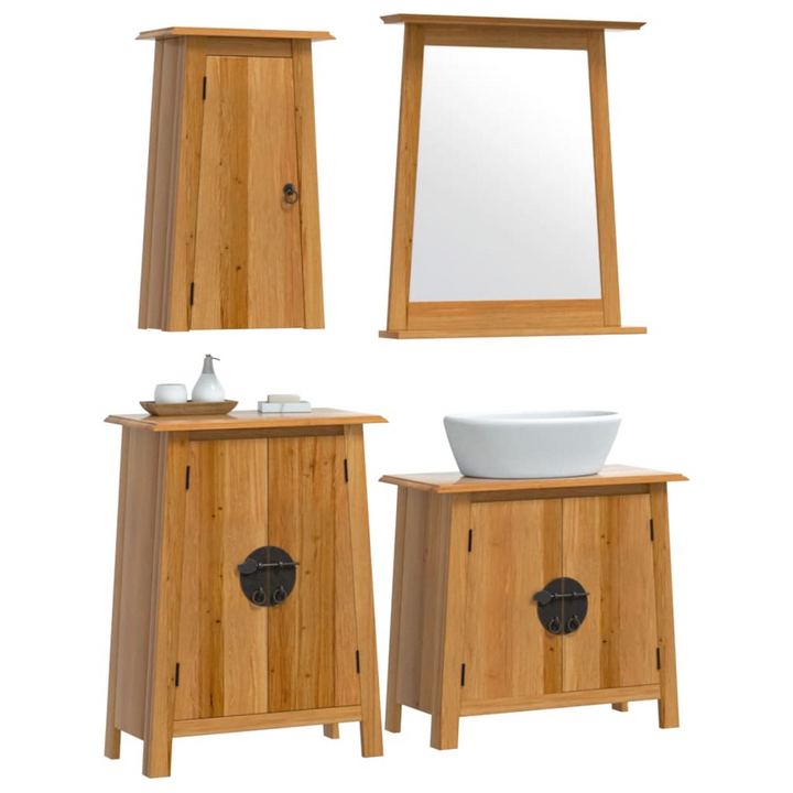 4 Piece Solid Pine Wood Bathroom Furniture Set – Space-Saving, Rustic, Ample Storage - Premium  from Home Treasures - Just £552.99! Shop now at Home Treasures